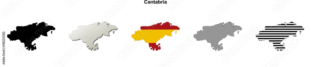 Fototapeta premium Cantabria blank (Spain) outline map set
