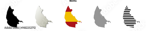 Melilla blank (Spain) outline map set
