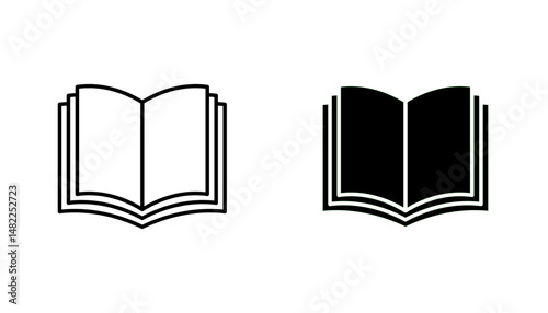 open book icon in editable stroke and flat vector illustrations