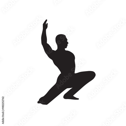 Vector silhouette set of gymnast on white background 