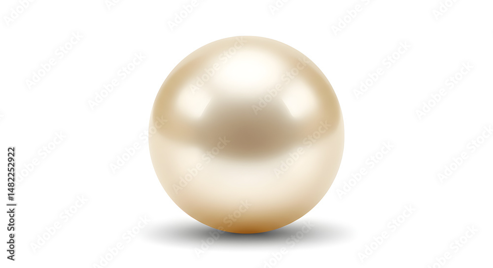 Obraz premium Close Up of a Cream and Brown Colored Pearl in a Spherical Shape with a Smooth Surface on a Clean White Background