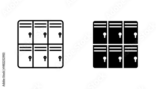 Lockers icon in editable stroke and flat vector illustrations