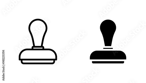 Stamp icon in editable stroke and flat vector illustrations
