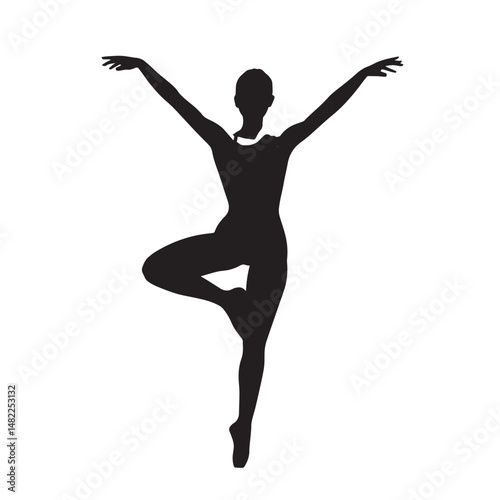 Vector silhouette set of gymnast on white background 