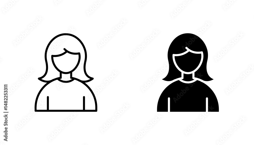 Woman icon in editable stroke and flat vector illustrations Woman icon in editable stroke and flat vector illustrations