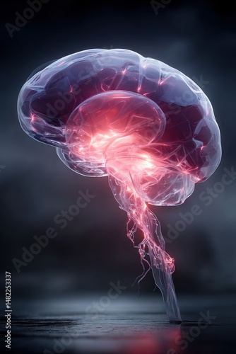 Futuristic Visualization of a Brain with Neural Network Connections and Illuminations