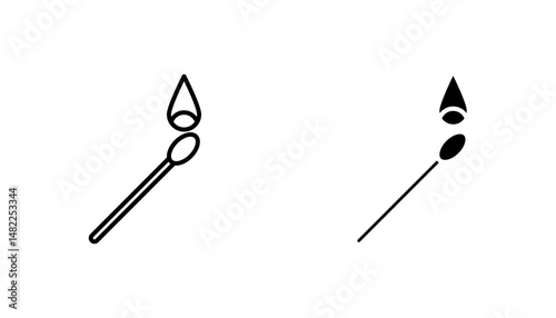 Matches icon in editable stroke and flat vector illustrations