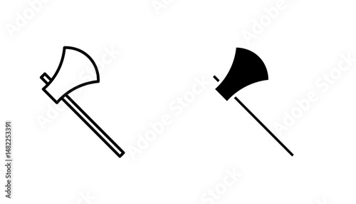 Axe icon in editable stroke and flat vector illustrations