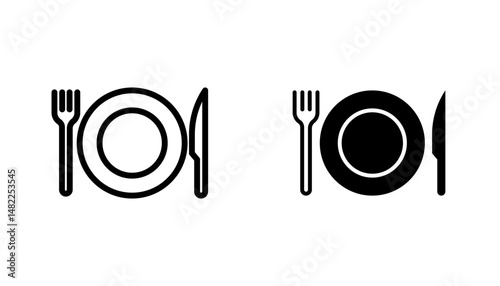 Cutlery icon in editable stroke and flat vector illustrations