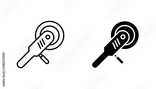Polisher icon in editable stroke and flat vector illustrations