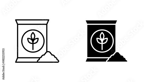 Fertilizer icon in editable stroke and flat vector illustrations