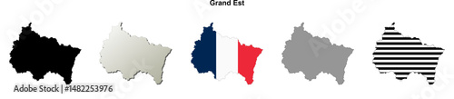 Grand Est region (France) outline map set