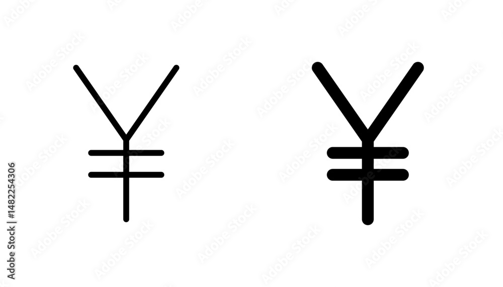 Fototapeta premium Yen icon in editable stroke and flat vector illustrations