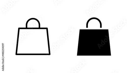 Shopping bag icon in editable stroke and flat vector illustrations