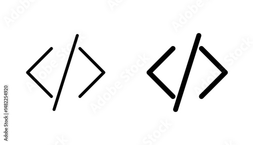 Code icon in editable stroke and flat vector illustrations