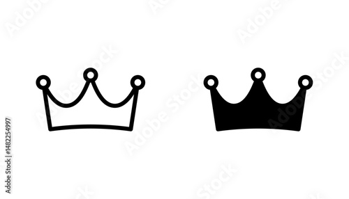 Crown icon in editable stroke and flat vector illustrations