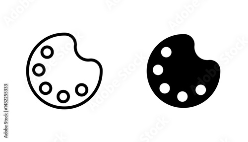 Palette icon in editable stroke and flat vector illustrations