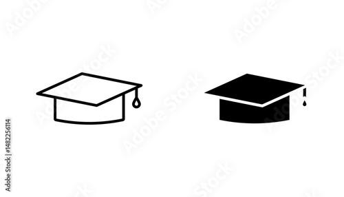 Education icon in editable stroke and flat vector illustrations