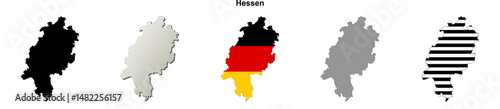 Hessen state (Germany) outline map set