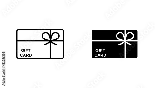 Gift card icon in editable stroke and flat vector illustrations