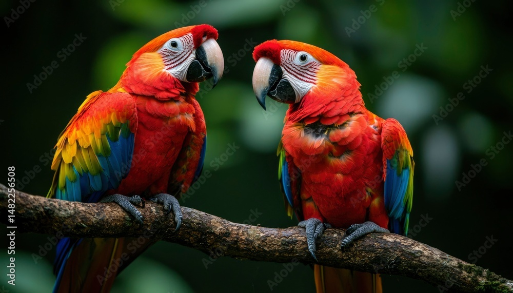 Fototapeta premium Two Scarlet Macaws on a Branch