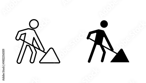 Construction icon in editable stroke and flat vector illustrations