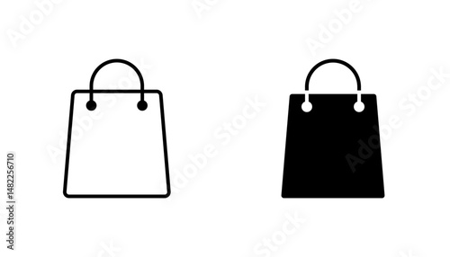 Bag icon in editable stroke and flat vector illustrations