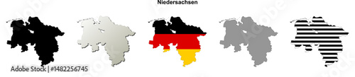 Niedersachsen state (Germany) outline map set