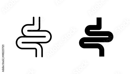 Intestine icon in editable stroke and flat vector illustrations