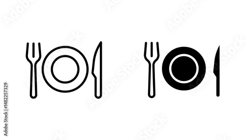 Food icon in editable stroke and flat vector illustrations