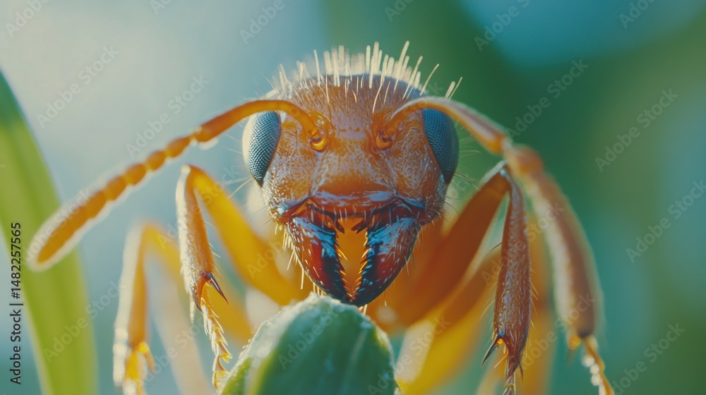 Fototapeta premium Close-up of an ant on a blade of grass