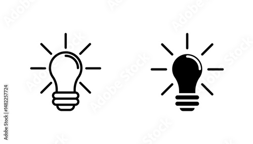 Idea icon in editable stroke and flat vector illustrations