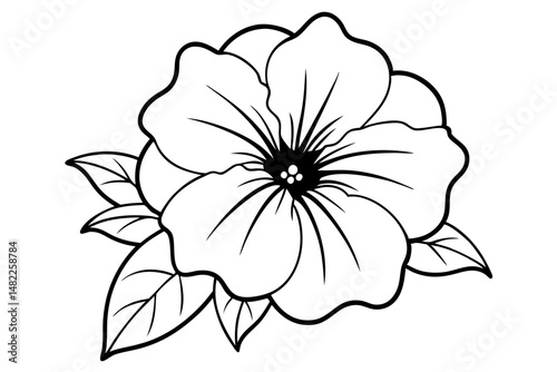 petunia silhouette line art vector illustration with a white background
