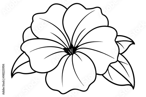 petunia silhouette line art vector illustration with a white background