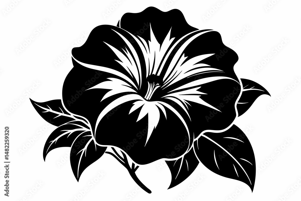 Obraz premium petunia silhouette line art vector illustration with a white background