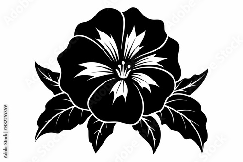 petunia silhouette line art vector illustration with a white background
