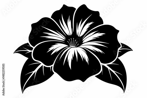 petunia silhouette line art vector illustration with a white background