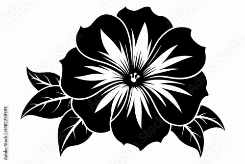 petunia silhouette line art vector illustration with a white background