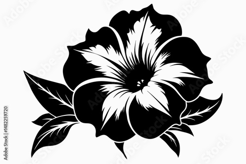 petunia silhouette line art vector illustration with a white background