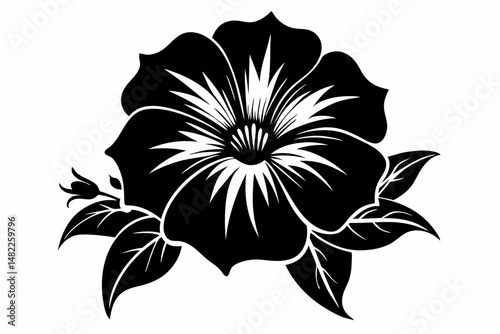 petunia silhouette line art vector illustration with a white background