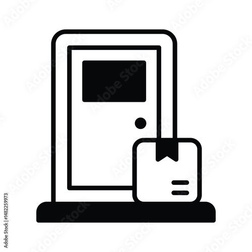 Grab this glyph icon of doorstep delivery