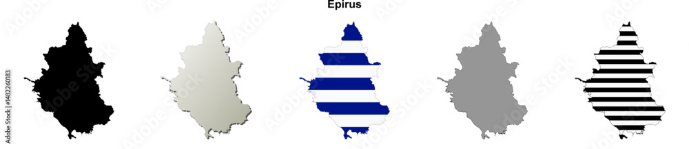 Obraz premium Epirus (Greece) blank outline map set