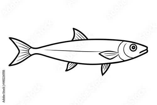 sardine silhouette line art vector illustration with a white background
