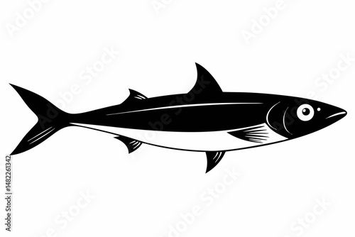 sardine silhouette line art vector illustration with a white background