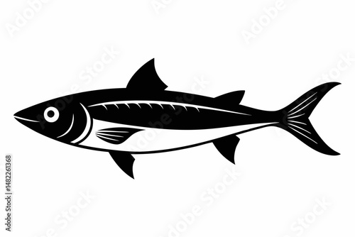 sardine silhouette line art vector illustration with a white background