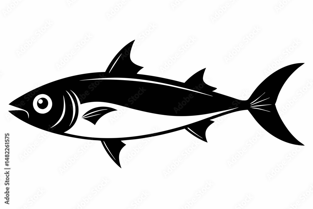 Fototapeta premium sardine silhouette line art vector illustration with a white background