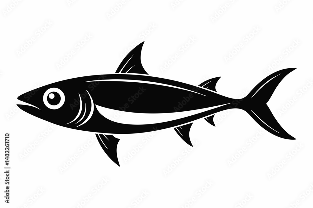 Fototapeta premium sardine silhouette line art vector illustration with a white background