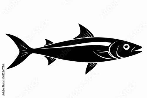 sardine silhouette line art vector illustration with a white background
