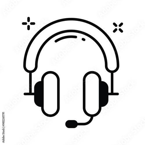 A well designed glyph icon of headset support