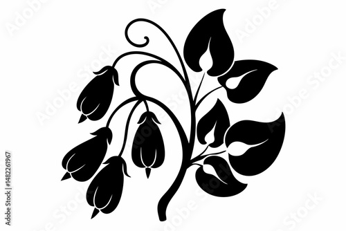 sweet pea silhouette line art vector illustration with a white background